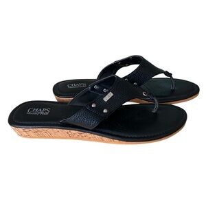 NWOT Women’s Chaps Memory Foam Black Flip Flop Sandals